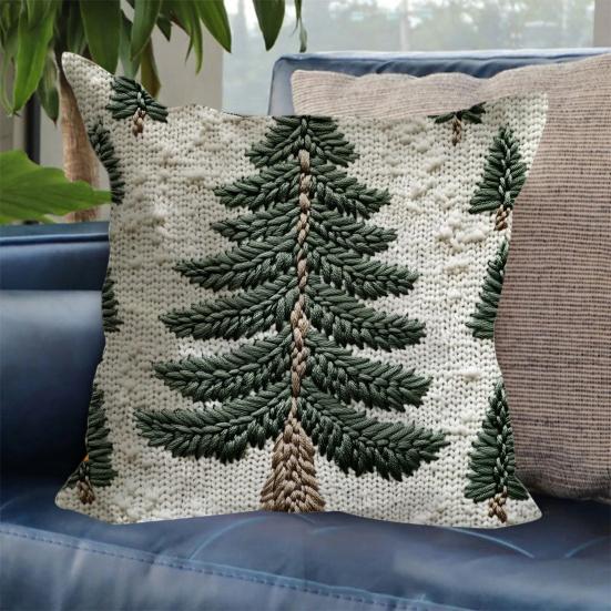 2 шт. Наволочка на подушку «Рождественская елка» 18" x 18" Праздничный декор Наволочка для подушки Съемная Наволочка для дивана, кушетки, кресла, кровати со скрытой молнией