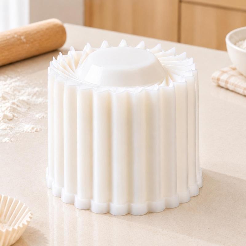 Detachable Mooncakes Molds with Manual Press Operation, Double Ended, Reversible Scalloped & Spirals Edges for Homemades Pastry Shaping Projects
