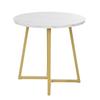 Round Dining Table (1 Piece), Unique Metal Frame, Dining Table with Modern Marble Pattern, Suitable for Dining Room, Living Room, White/Gold