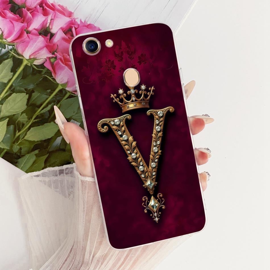 For OPPO F5 F7 Royal Crown Initial Letter Couple Phone Case For Oppo F7 F 5 F5 Youth Soft Silicone TPU Covers Bumpers