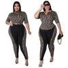 Women's Plus Size Digital Print Two-Piece Set - European & American Casual Style