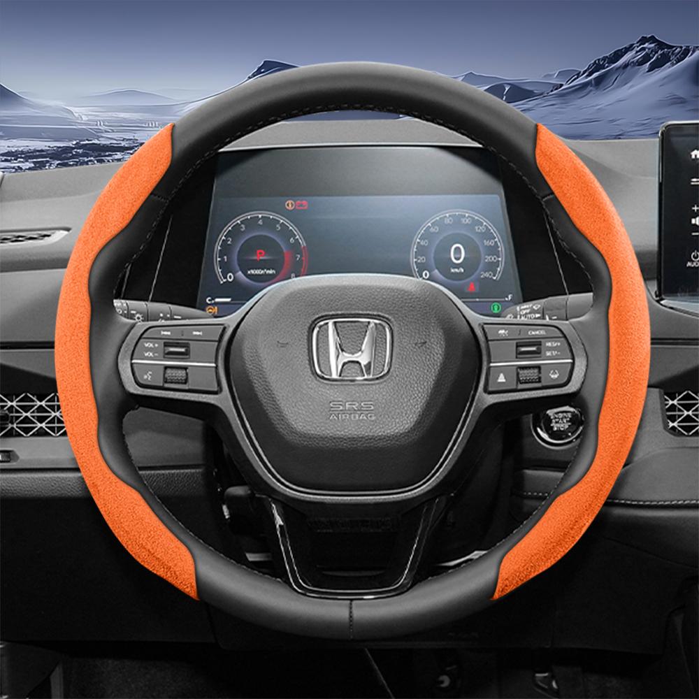 Подходит для Honda Спортивная крышка рулевого колеса из замши с раздельной защелкой для Cr-V Civic Hr-V Zr-V Vezel City Amaze Fit Jazz Accord