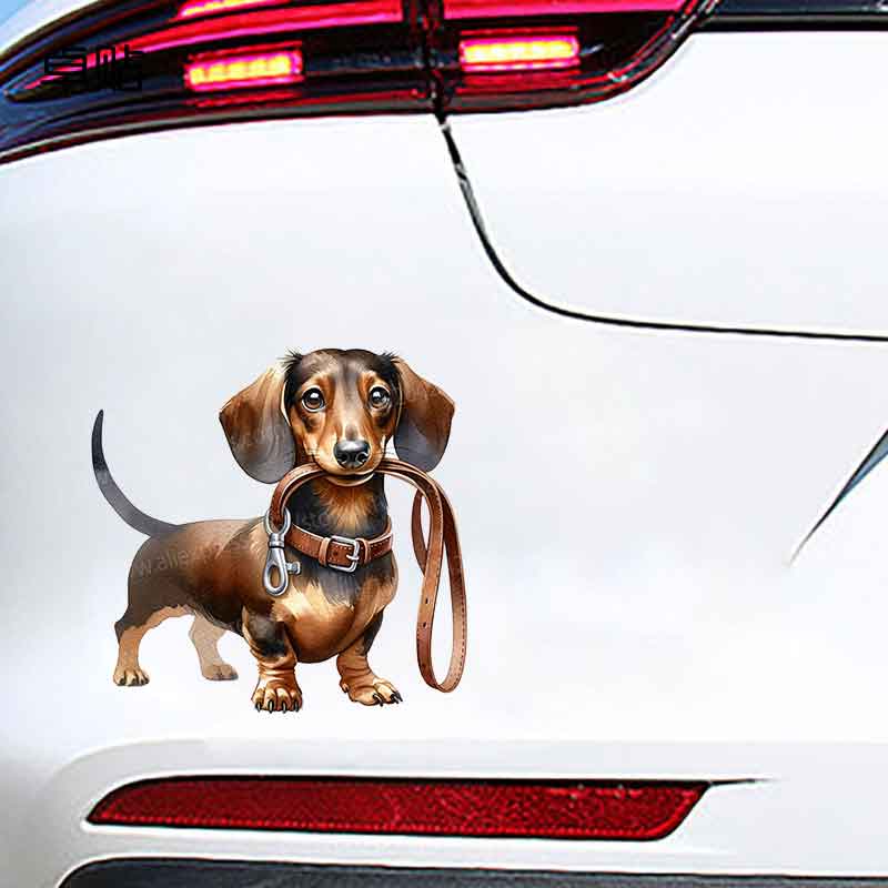 Cute Wiener Dog Vinyl Decal Waterproof Self-Adhesive Sticker for Bumper Rear Window Laptop Auto Parts HE54