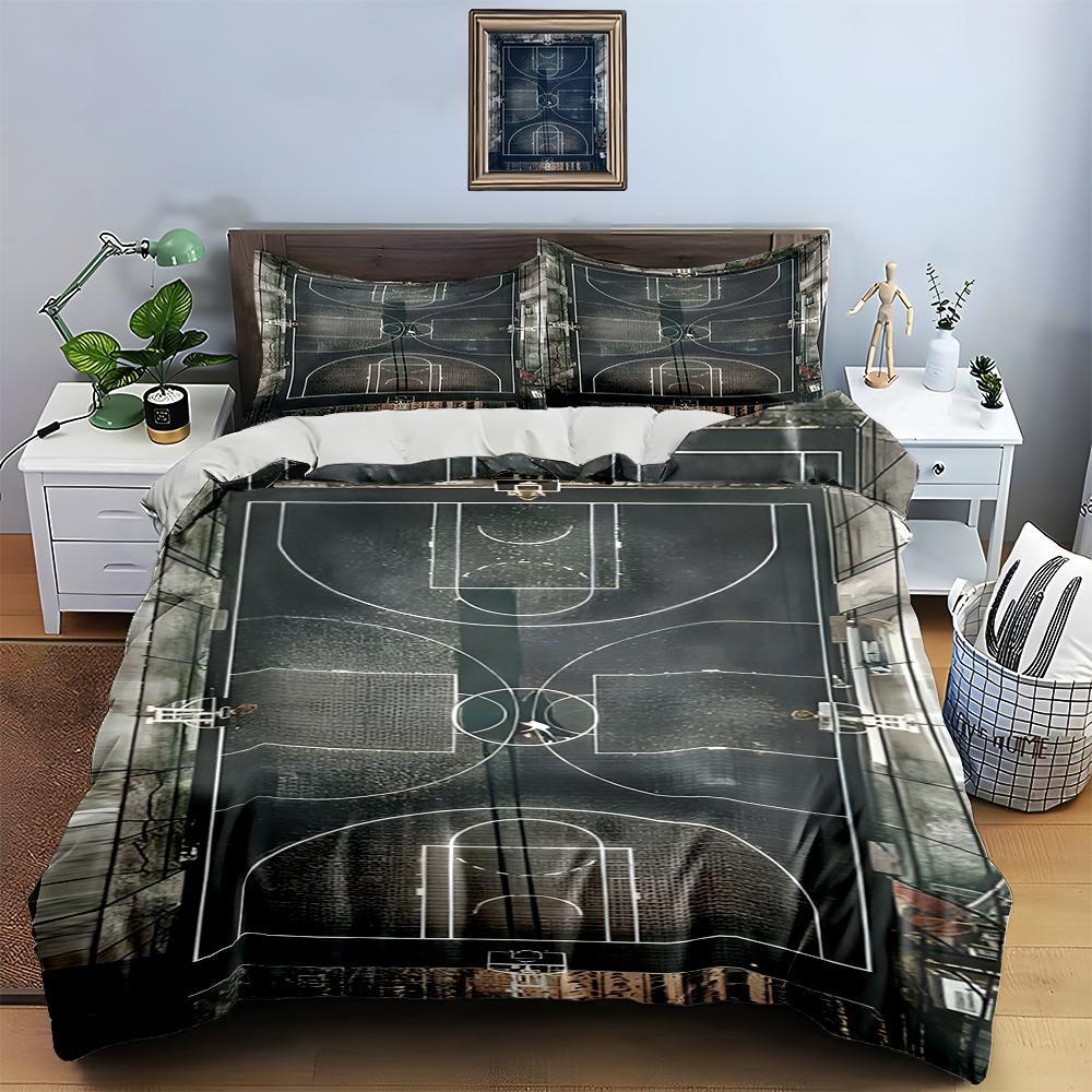 Basketball court design Bedding Duvet cover sets Duvet covers Pillowcases gifts (1 * Duvet Cover 2 * Pillowcases, without duvet insert)