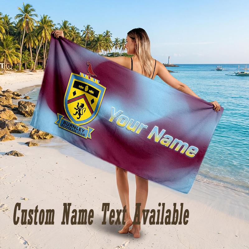 Burnley Football Design Beach Towel Custom Text Large Towel for Beach Vacation