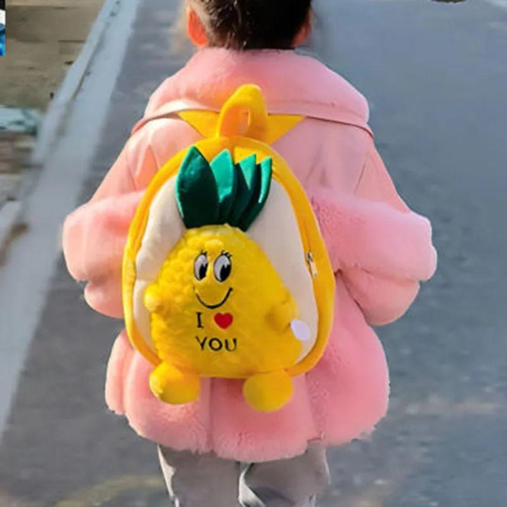 Cartoon Animal Little Turtle Backpack Zipper Anime Plush Doll Backpack Plush Pineapple Bag Unisex