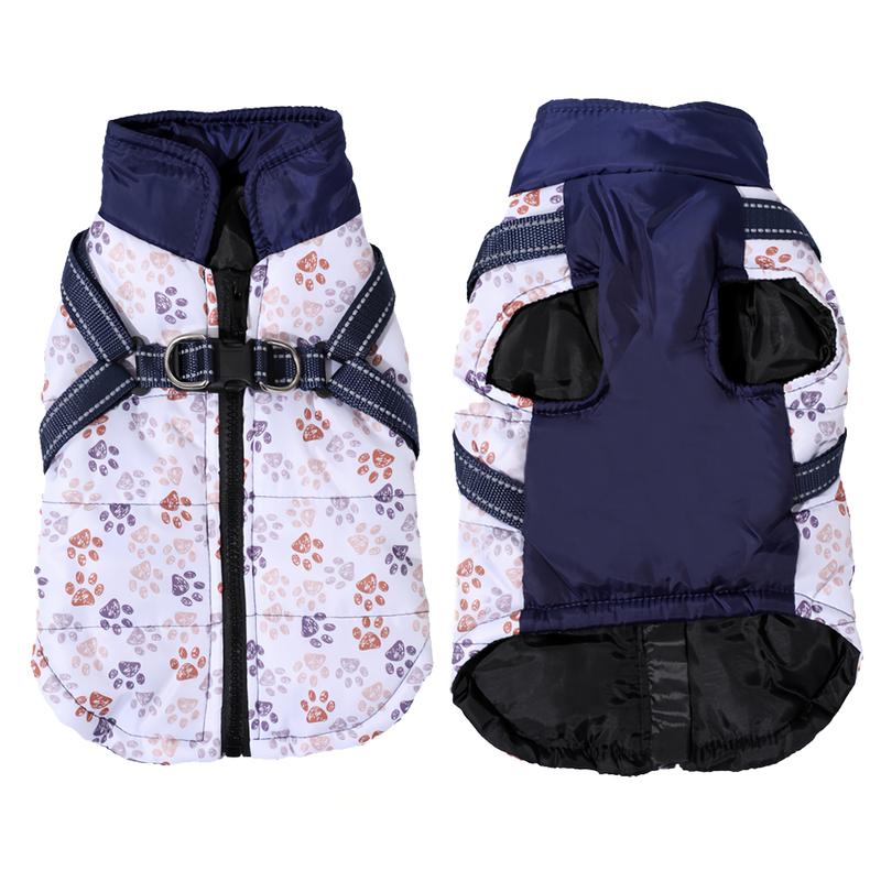 Winter Dog Clothes Warm Pet Coat With Harness For Small Medium Dogs Cat Reflective Windproof Chihuahua Vest Jacket Puppy Outfits