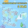Oudain 2 Sheets Sponge Birthday Party Supplies Blue Ocean Flower Tablecloth 54 x 108 Inch Plastic Table Covers for Birthday Party Decorations