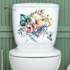 Toilet Sticker Floral Pattern Toilet Lid Sticker Self-Adhesive Bathroom Decal for Home Restroom Decor