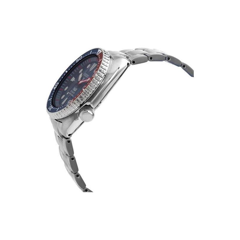 Seiko Серия Prospex Модель в сотрудничестве с PADI Кольцо Pepsi Перламутровый циферблат Механический механизм Стальной ремешок Мужские часы Синий циферблат SRPA21J1