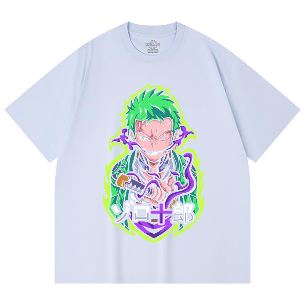 230 г/м² 100% хлопок Цельный V80 Принт Zoro Унисекс Тяжелая хлопковая футболка