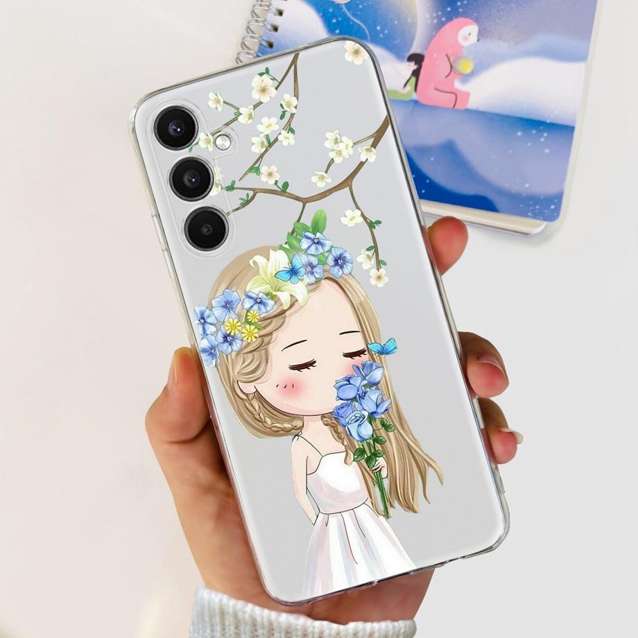 Для Samsung Galaxy A24 4G Чехол Пара Милое Сердце Красивый Цветок Чехол Для Fundas Samsung A24 4G A245F A 24 Мягкий Прозрачный Резиновый