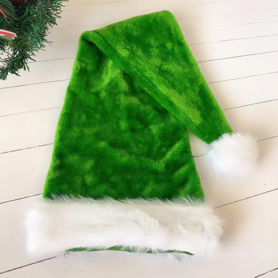 Santa Hat for Adult Unisex Velvet Plush Christmas Hat with Fluffy White Faux Fur Trim for New Year Holiday Party