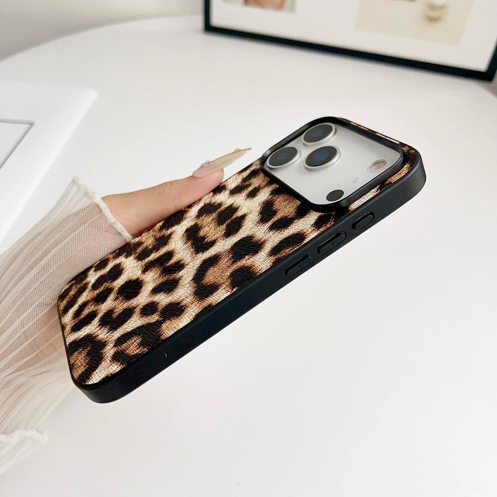 Чехол из ПУ кожи с узором 'Змеиный личи' и леопардовым принтом для IPhone 17 Air 16 15 14 Plus Pro Max, противоударный, прочный защитный задний чехол