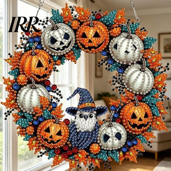 Durable Hanging Ornament Fall Pumpkin Sunflower Wreath Decor, Acrylic Hand Painted Fine Workmanship Decor Window Ornament, Thanksgiving