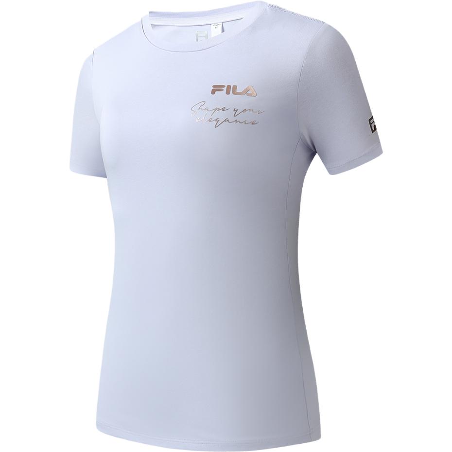 Fila Latte Girl 3.0 Letter Logo Printed Round Neck Pullover T-Shirt Women Tops Light-Purple A11W321115F-PR