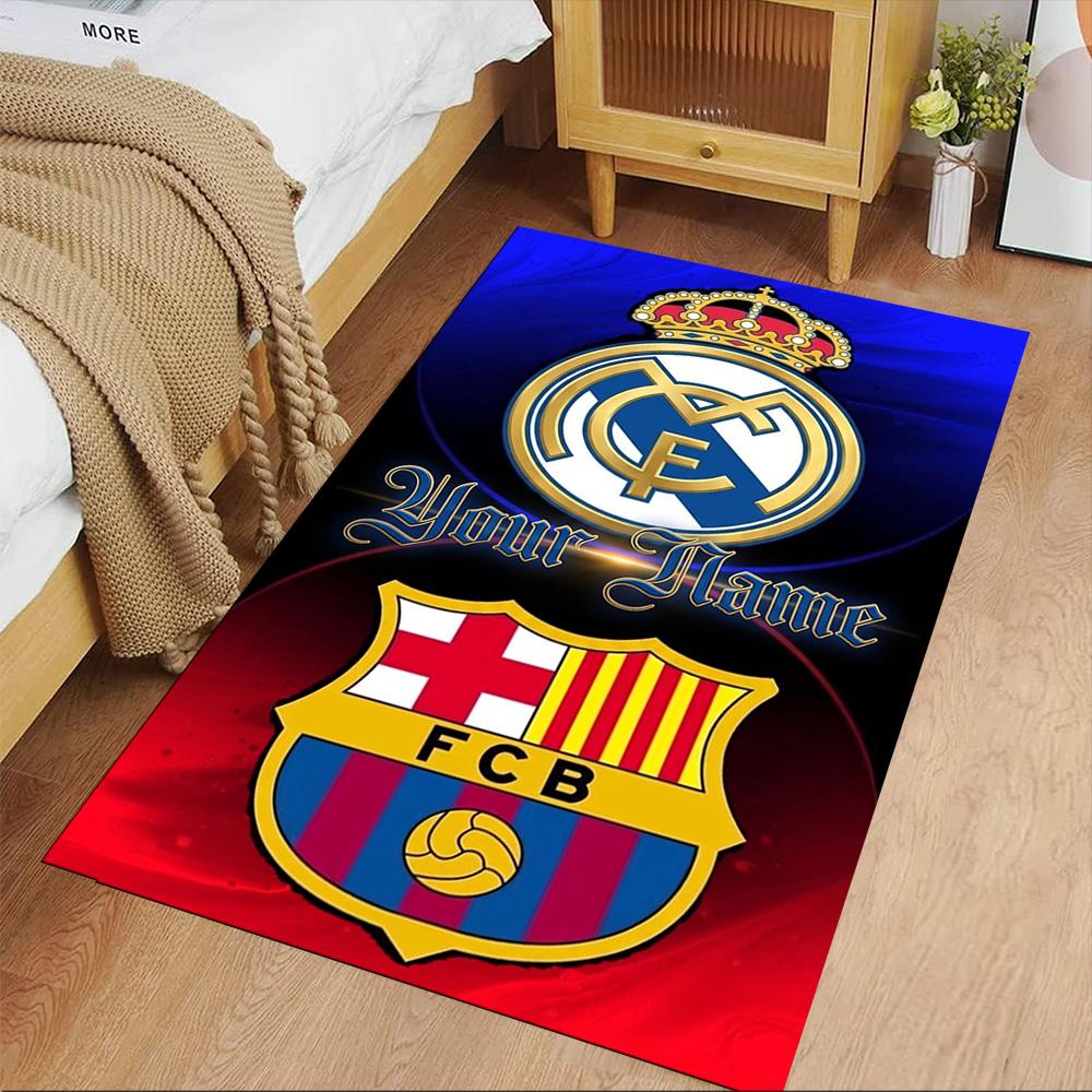 Real Madrid Club Customizable Name Carpet Suitable for Game Room Entryway Dormitory Study room Anti-slip Rug Decorate Offices Gift for Festivals