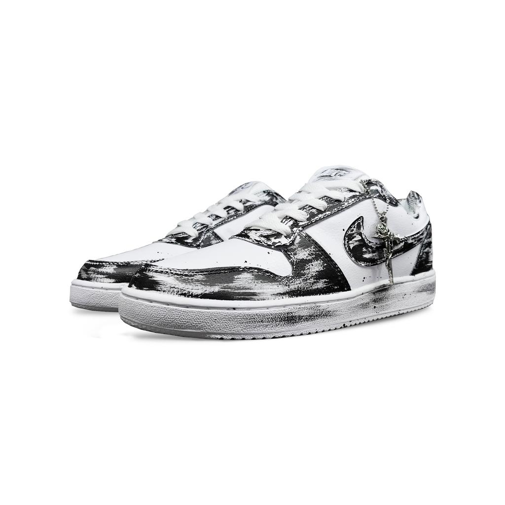 Nike EBERNON Tower Rabbit, Shadow Slip Resistant Abrasion Resistant Low top Skateboard Shoes Men's Black White AQ1775-100(TeamEight-)