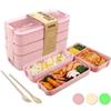 Microwave Lunch Box Wheat Straw Healthy Material 3 Layer Japanese Bento Box Food Container Kids School Office Dinnerware