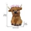 Resin Floral Crown Cattle Resin Tabletop Figurine  Farmhouse Living Room Shelf Display Ornament