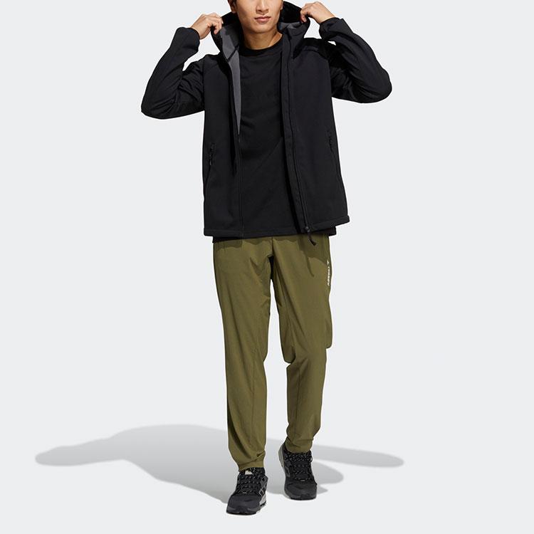 Adidas Куртка Softshell с капюшоном на флисовой подкладке Мужская верхняя одежда Черный H13799