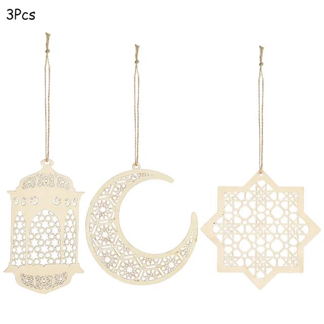 New Wooden EID Mubarak Decoration Ramadan Mubarak Ornaments Islamic Muslim Pendant Eid Al Adha Party Supplies Ramadan Kareem Gif