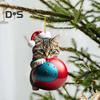 10 шт. Рождественские украшения мультяшный кот в шапке Санты акриловые подвески 2D плоские подвесные украшения для зеркала заднего вида автомобиля дерево окно
