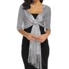 Women Wrap Shawl Knit Evening Scarf Lightweight Long Glitter Fringe Soft Formal Dress Accessories for Parties Events
