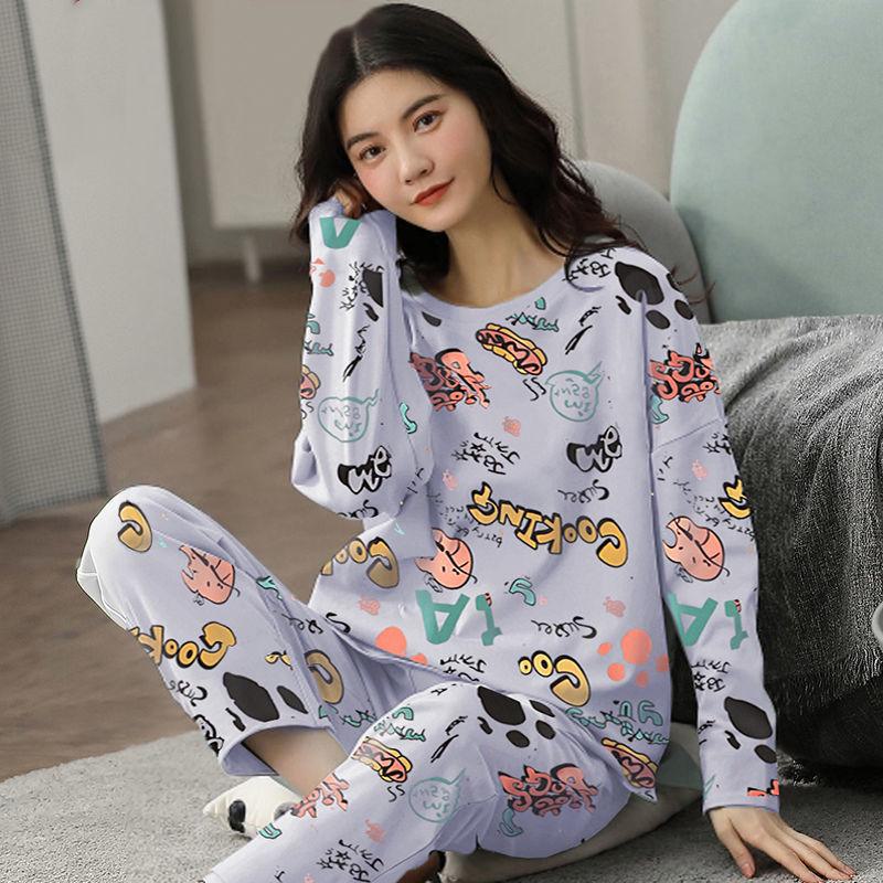 Women's Cartoon Long Sleeve Pajamas - Cute & Comfy Korean Style for Spring & Autumn - Plus Size Available
