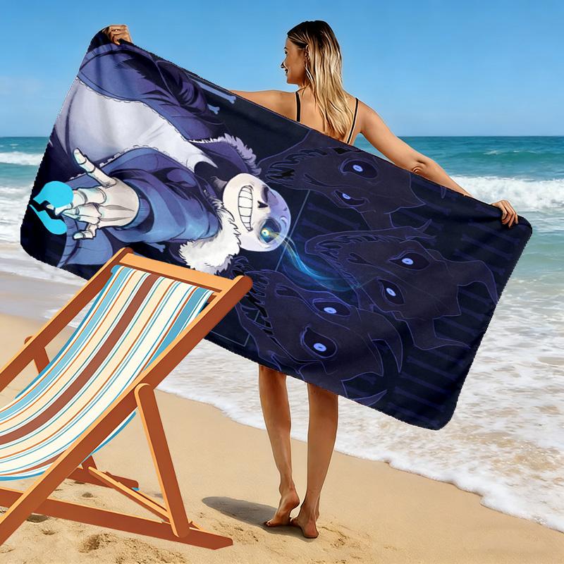 Undertale Sans anime 2D Flat Print Beach Towel, Large Soft Quick Dry Towel for Beach Camping SwimmingXSTJ0915212