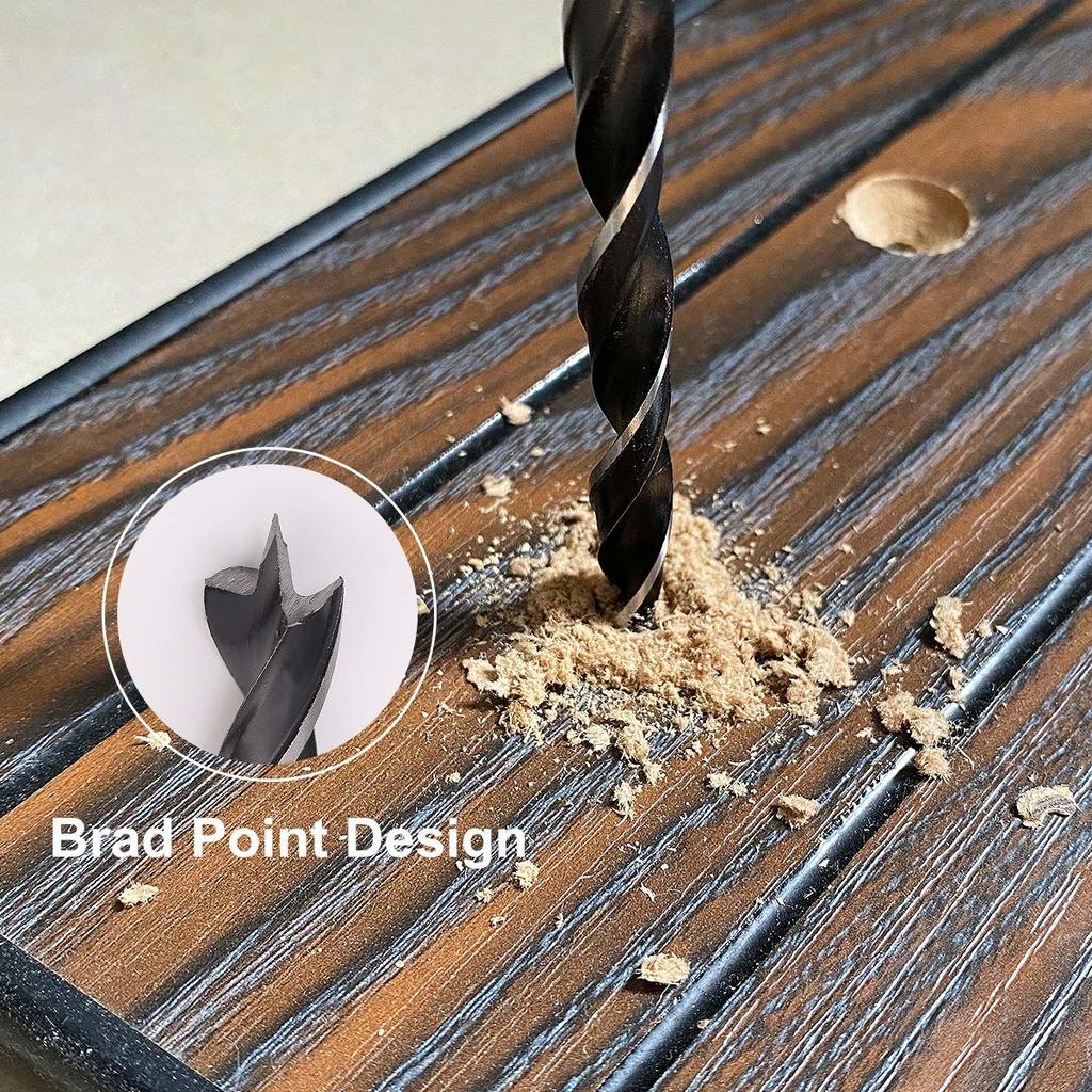 Brad Point Drill Bit Set Extra Long 300mm Center Locator Twist Carbon Steel Woodworking for Hardwood Plywood Plastic Aluminum