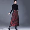 Жаккардовый Хлопок с Набивкой больших размеров Высокая талия винтажный цветочный Весна осень Зима повседневный свободный длинный для женщины юбки женская юбка