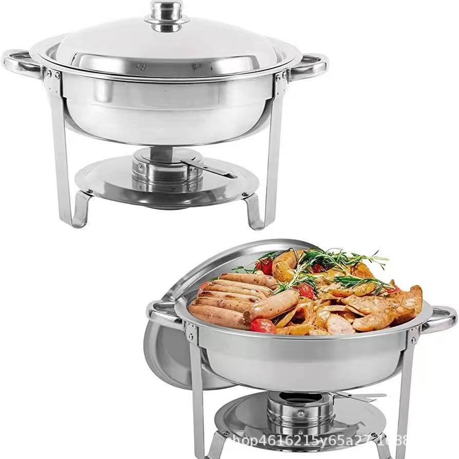 Stainless Steel Round Buffet Stove - Commercial Food Warmer & Chafing Dish Heater