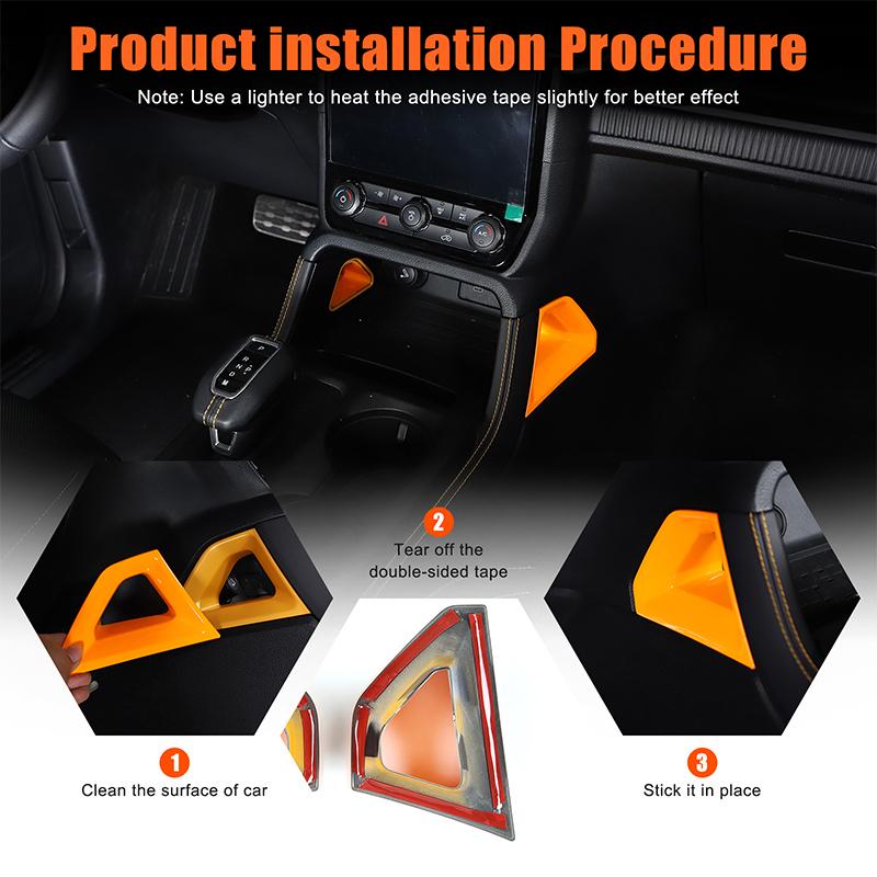 2x ABS Plastic Orange Car Center Console Shifter Side Panle Cover Trim Suitable for Ford Ranger +