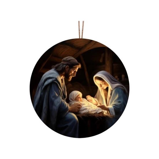 Nativity Scene Ornaments Acrylic Flat Hanging Pendant Keepsake The Birth of Jesus Decor for Christmas Tree Party Car Wall Door