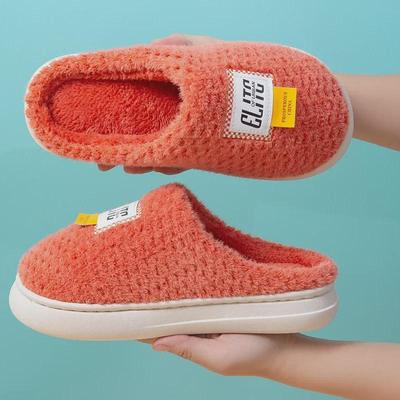 Стильные теплые хлопковые тапочки унисекс из плюша на осень и зиму