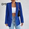 Женский костюм, пальто с лацканами, длинный рукав, открытая передняя расстегнутая планка, пиджак, однотонная свободная деловая верхняя одежда