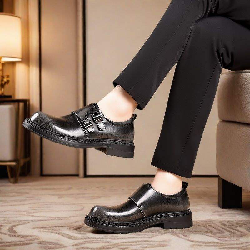 Мужские деловые туфли на одной педали, офисные кожаные туфли, дышащие, на толстой подошве, увеличивающие рост, кожаные туфли с большим носком, рабочие туфли, туфли Munch для мужчин