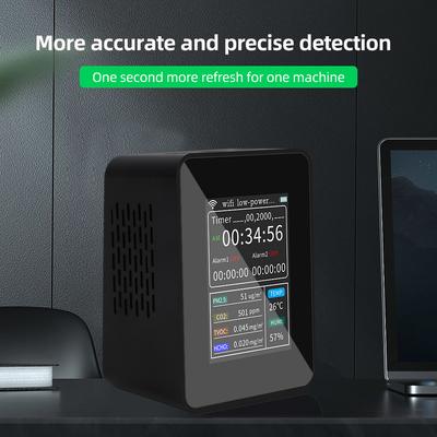Многофункциональный детектор качества воздуха WIFI Интеллектуальный монитор PM2.5 CO2 TVOC HCHO температуры и влажности с отображением времени и даты