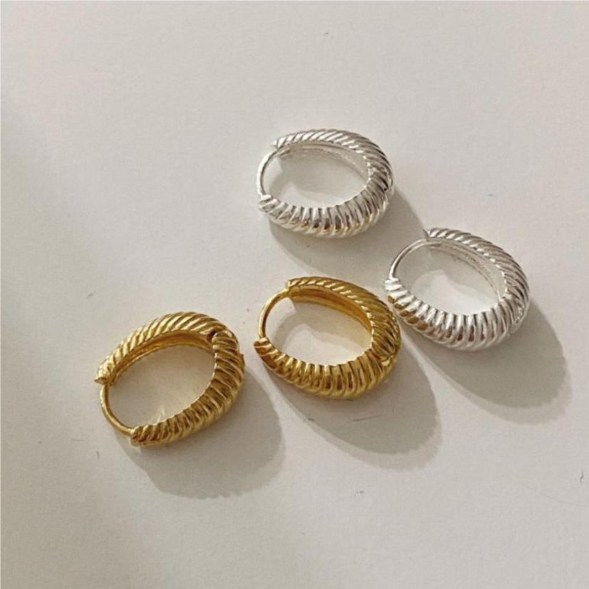 Chunky Oval Huggie Hoop Earrings 925 Sterling Silver Textured Thick Minimalist Everyday Earrings