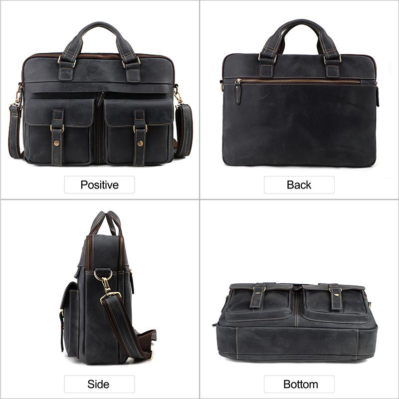 Винтажная мужская сумка из коровьей кожи Mad Horse Commuter Computer Bag из натуральной кожи Premium Business Briefcase Mens Bag