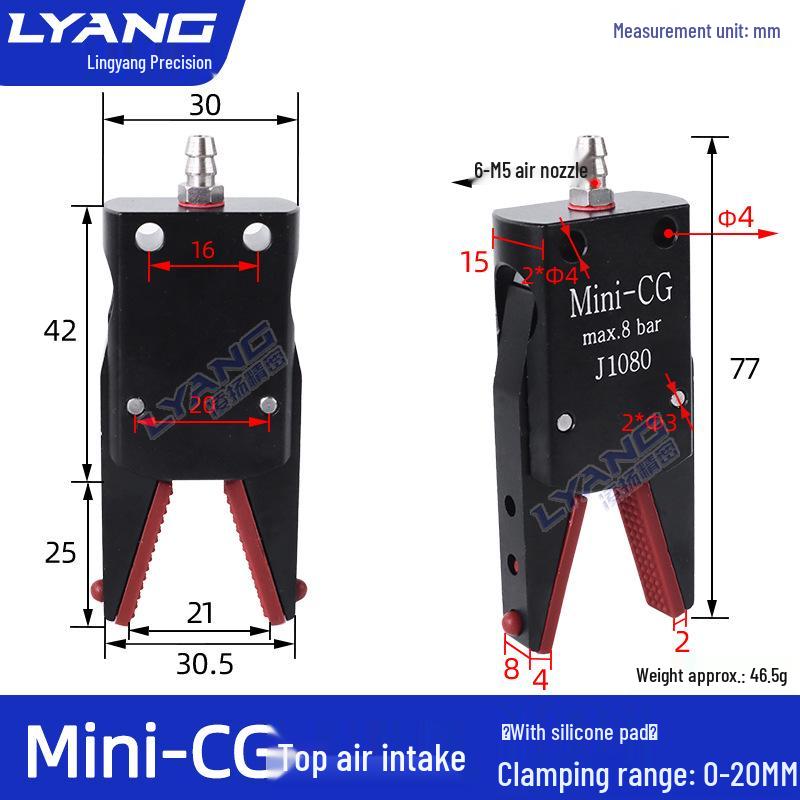 Pneumatic Mini Grippers: A/B/C/E Robot Arm Clamps for Injection Molding (J1060/J1080).
