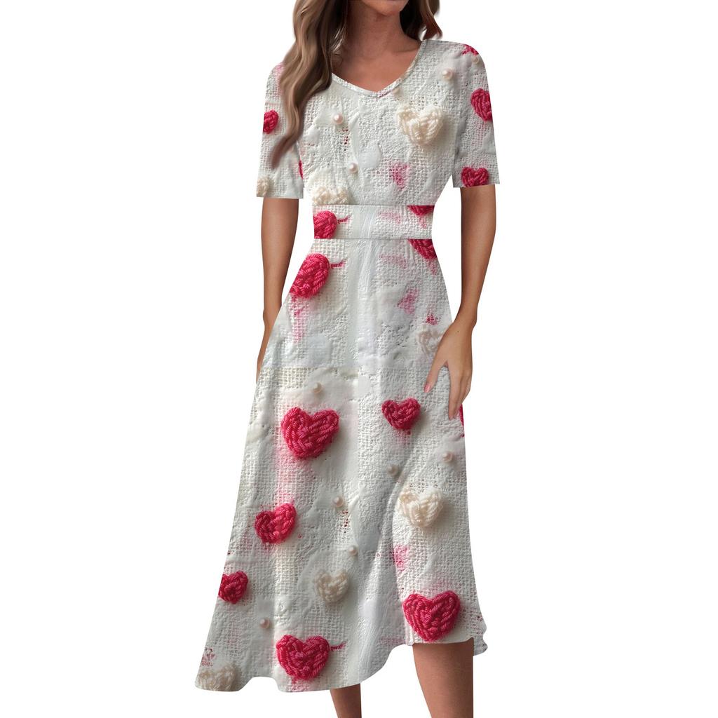 Женское повседневное модное длинное свободное платье с v-образным вырезом и коротким рукавом на талии