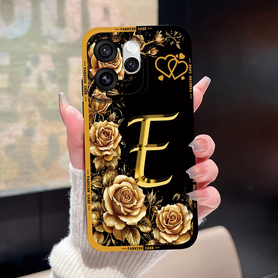 For Oppo Reno15 Pro Reno15 F Cases Luxury Rose 26 Letters Shockproof Silicone Cover For OppoReno15F Fundas OppoReno15 Pro Bumper