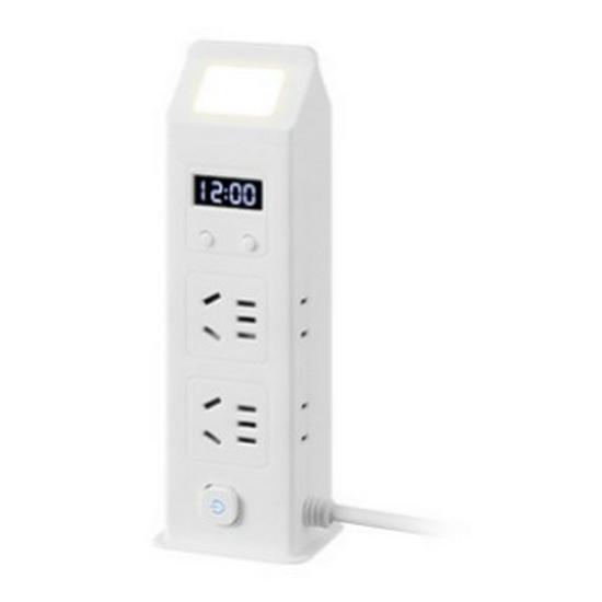 Vertical Multi-Functional Power Strip with USB Charging, Individual Switches, and Extension Cord