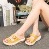 2024Новые женские босоножки на танкетке, босоножки женские с открытым носком, круглым носком, пряжкой, черные, желтые, белые, босоножки на платформе