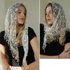 Кружевной платок на голову цветочный ажурный дышащий однотонный женский треугольный шарф шелковый шарф