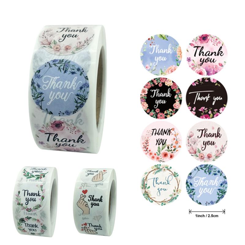 Цветочные наклейки «Спасибо» Этикетки Подарочная упаковка Наклейки День рождения Свадьба