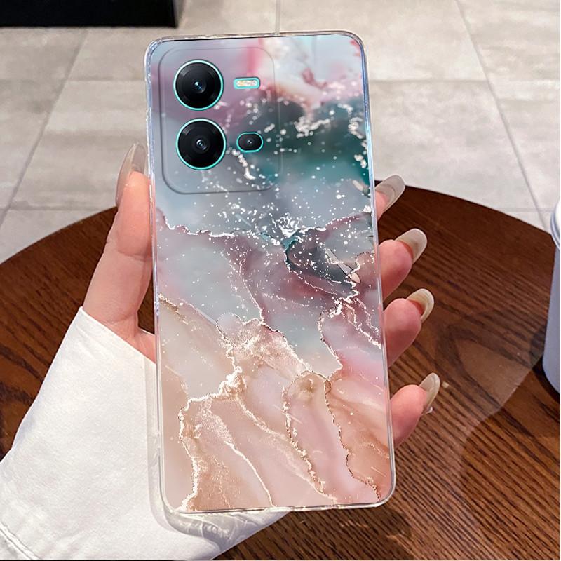 Чехол для телефона Vivo V25 Y35 Роскошный Милый Сердце Любви Кролик Забавный Рисунок Прозрачный Силикон ТПУ Мягкий Корпус Задняя Крышка