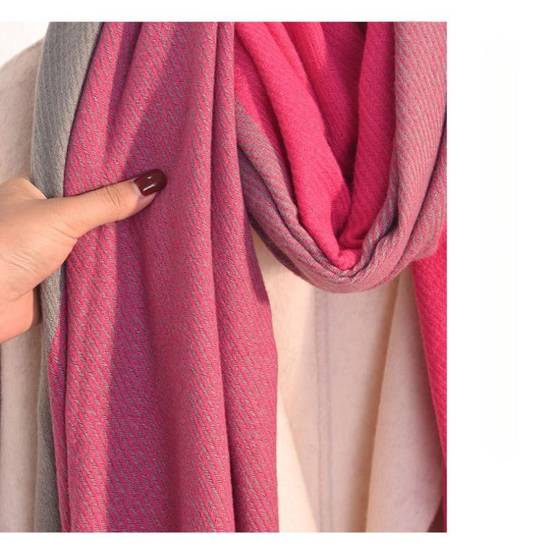 Autumn Winter Double-sided Color-blocked Women Scarf Imitation Cashmere Female Versatile High-end Warm Shawl